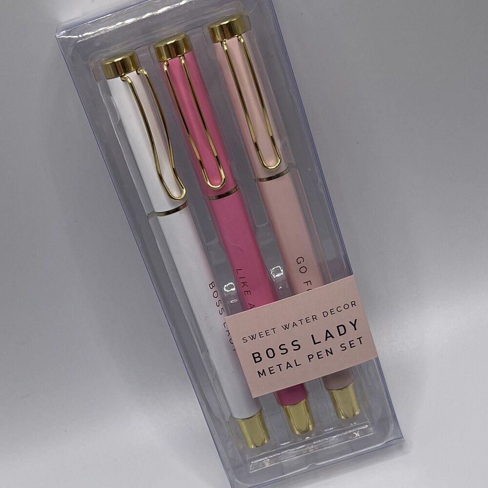 Sweet Water Decor Metal Boss Lady Pen Set Inspirational Motivational Ballpoint